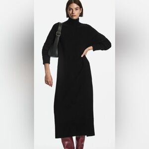 COS Black Wool Mockneck Sweater Dress